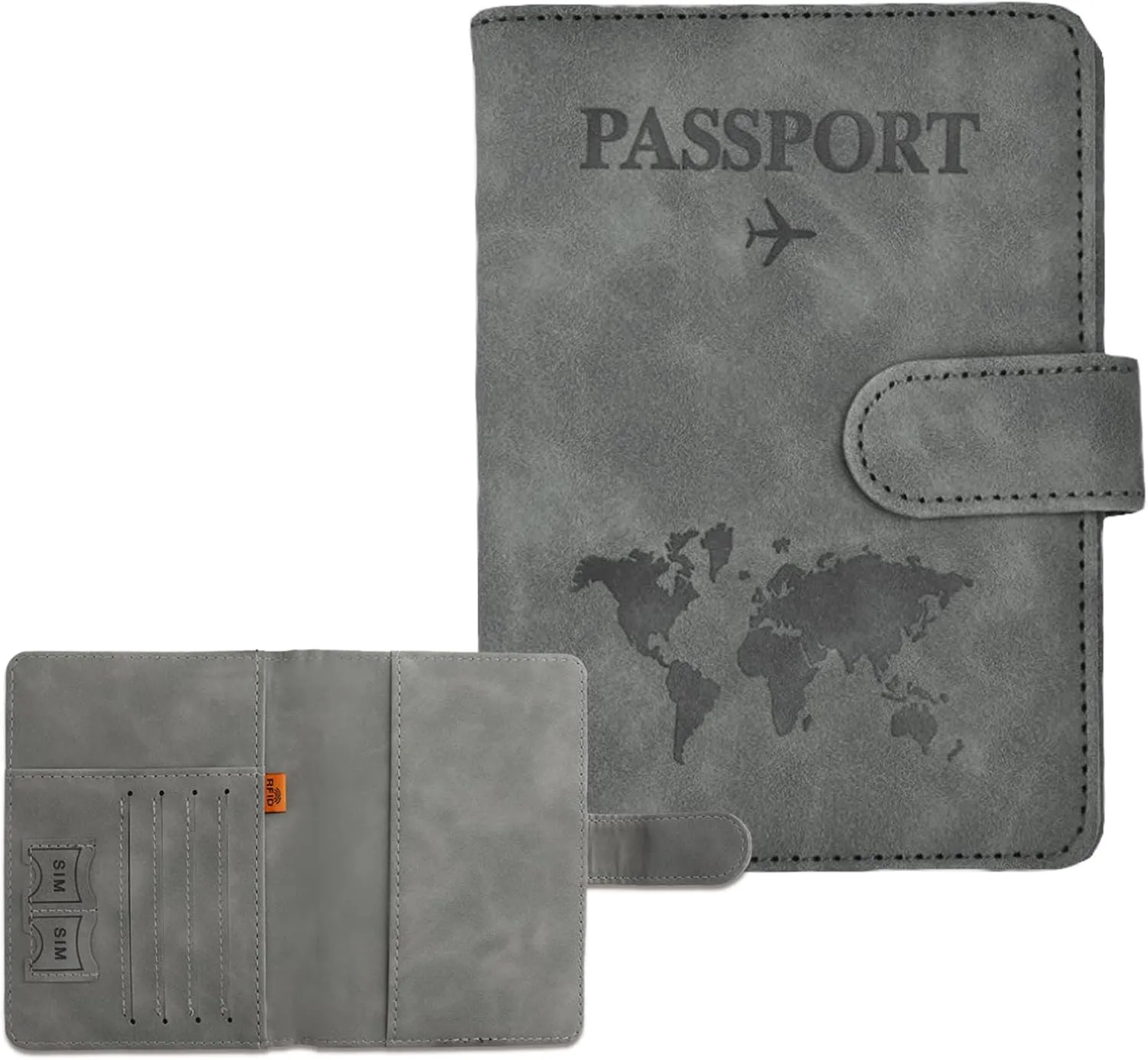 Passport Holder for Travel, RFID Passport Holder, Gray Passport Cover Case, Passport Wallet PU Leather Passport Book Travel Wallet with Card Holder Travel Must Haves Accessories for Women and Men