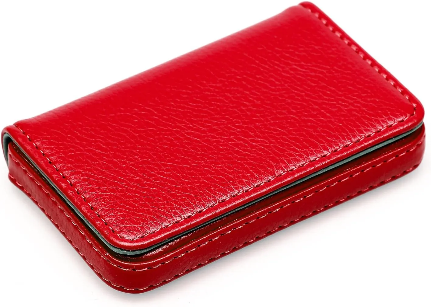 RFID Blocking Wallet - Minimalist Leather Business Credit Card Holder with Magnetic - Red