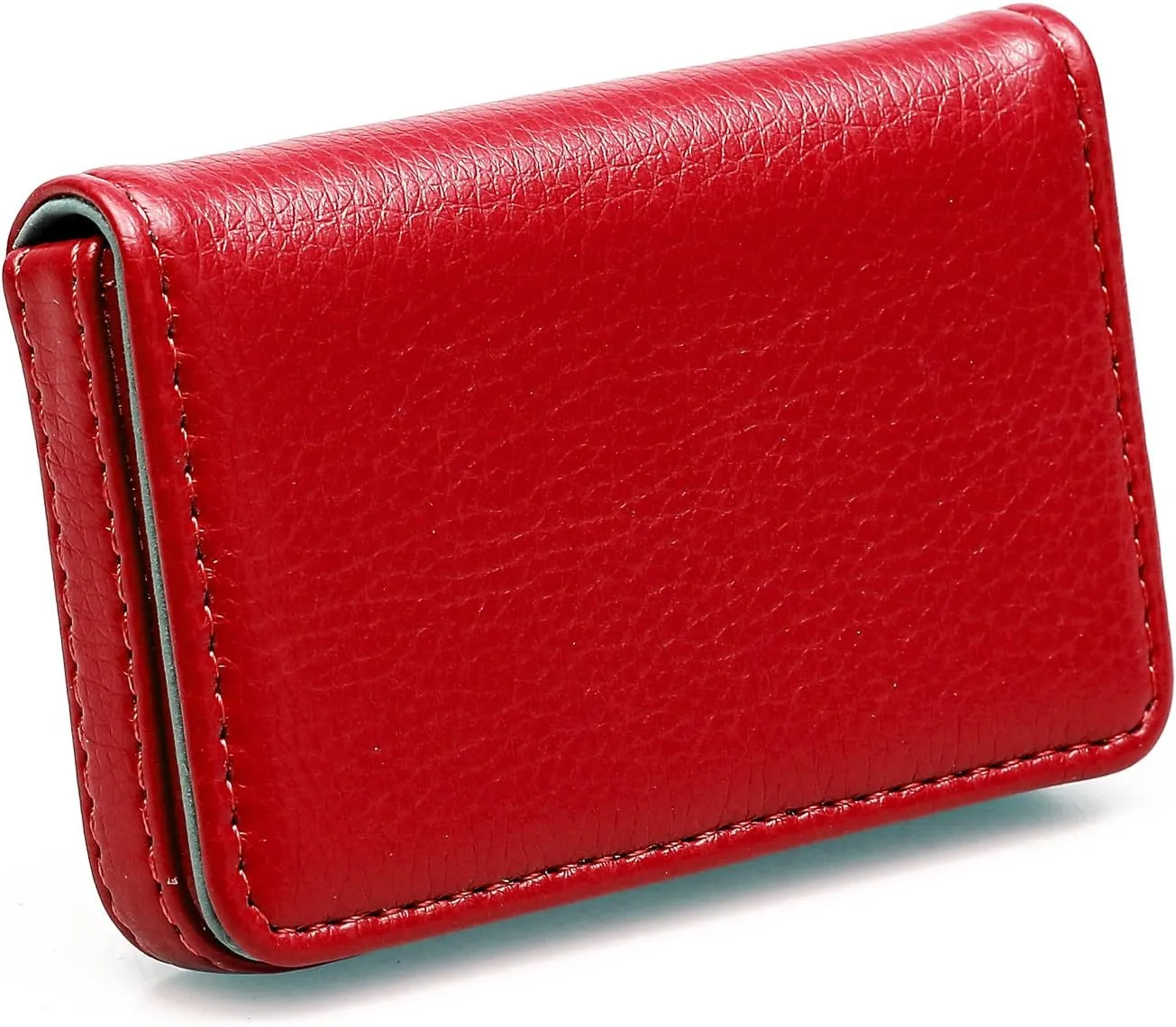 RFID Blocking Wallet - Minimalist Leather Business Credit Card Holder with Magnetic - Red