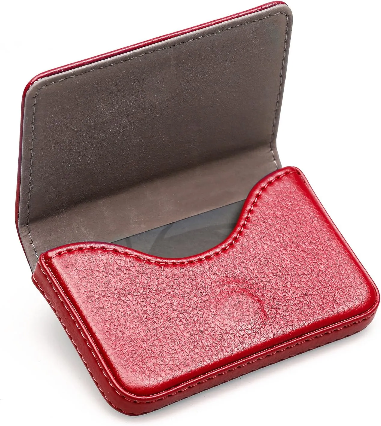 RFID Blocking Wallet - Minimalist Leather Business Credit Card Holder with Magnetic - Red