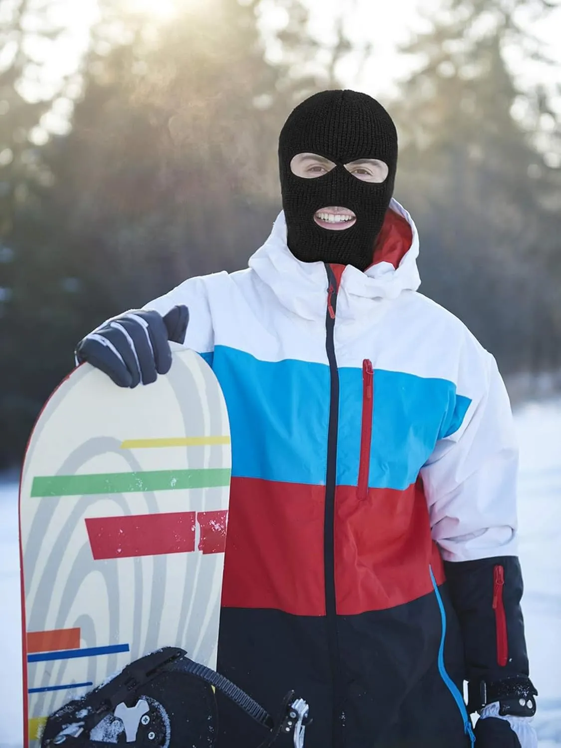 SATINIOR 3 Holes Ski Mask Full Face Cover Outdoor Balaclava Winter Knitted Neck Gaiter for Halloween Sports Cycling