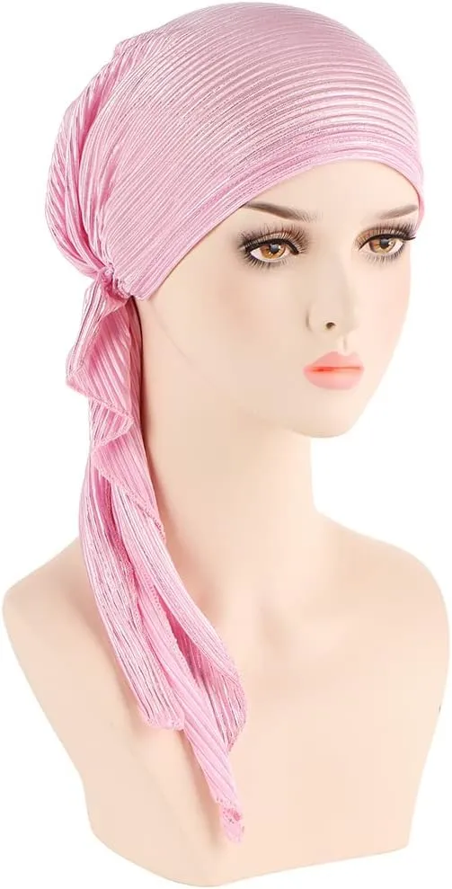 Slip-On Pre-Tied Head Scarves Chemo Beanies Cover Caps Bandana Turban Headwraps