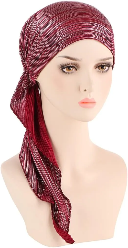 Slip-On Pre-Tied Head Scarves Chemo Beanies Cover Caps Bandana Turban Headwraps
