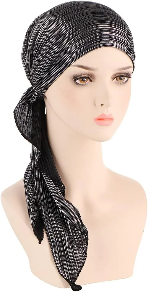 Slip-On Pre-Tied Head Scarves Chemo Beanies Cover Caps Bandana Turban Headwraps