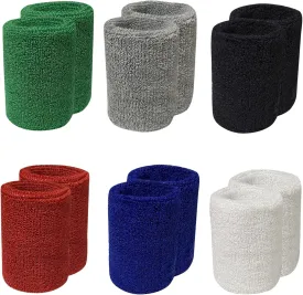 Sports Wristbands Cotton Sweat Bands, for Basketball, Baseball, Running Athletic Sports.