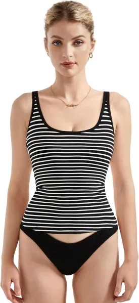 SUUKSESS Women Padded Cotton Ribbed Long Tank Tops 2025 Summer Going Out Basic Scoop Neck Cami Tops