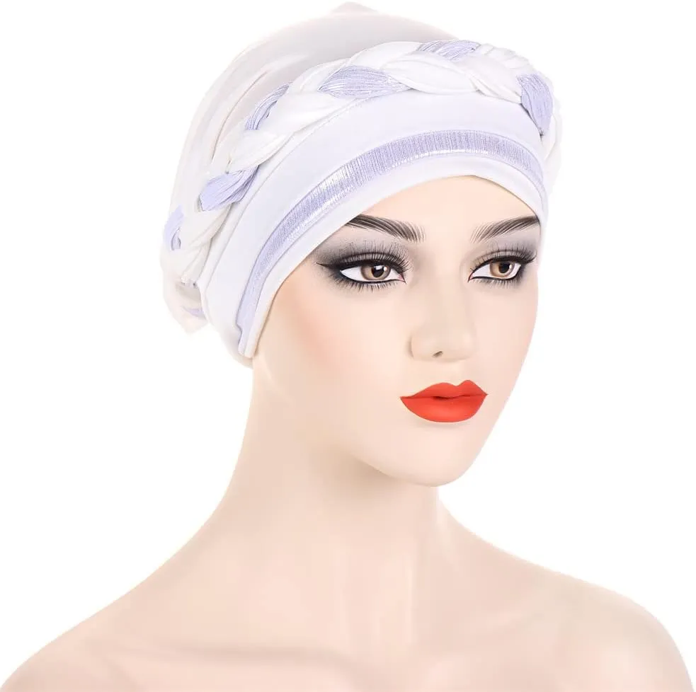 Turban Hats for Women - Twisted Bright Silky Headscarf Braid Chemo Headwrap Grate for Cancer Head Cover