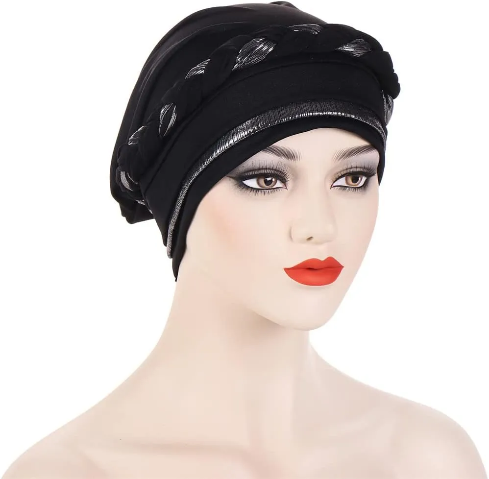 Turban Hats for Women - Twisted Bright Silky Headscarf Braid Chemo Headwrap Grate for Cancer Head Cover