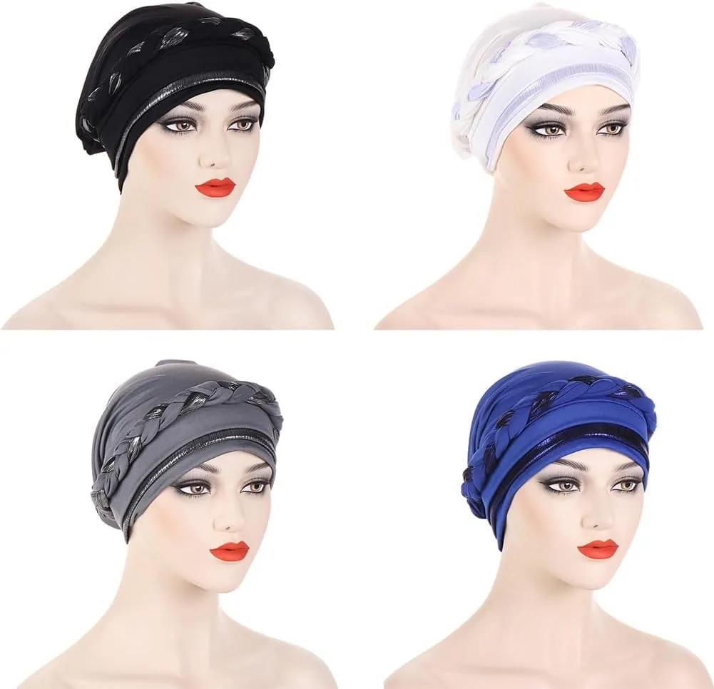 Turban Hats for Women - Twisted Bright Silky Headscarf Braid Chemo Headwrap Grate for Cancer Head Cover