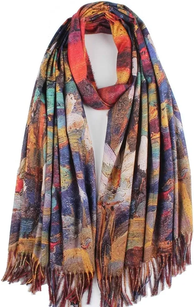 Umjetnost Soft Cashmere Feel Scarf For Women Winter Warm Scarves Large Shawl Wrap Monet Van Gogh Art Print