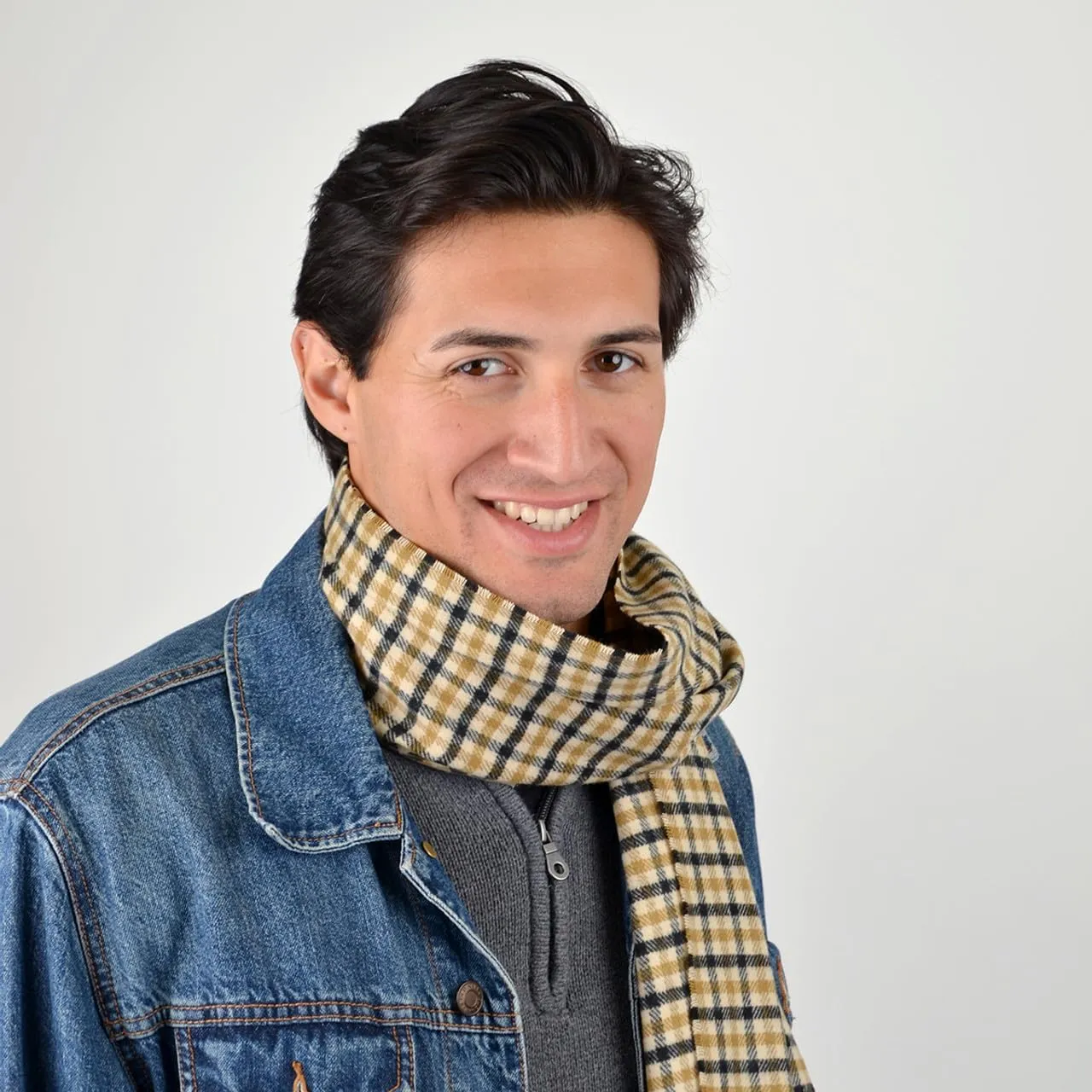 Umo Lorenzo Soft Luxurious Cashmere Feel Fall Scarf for Men and Women - Plaid Designer Scarves