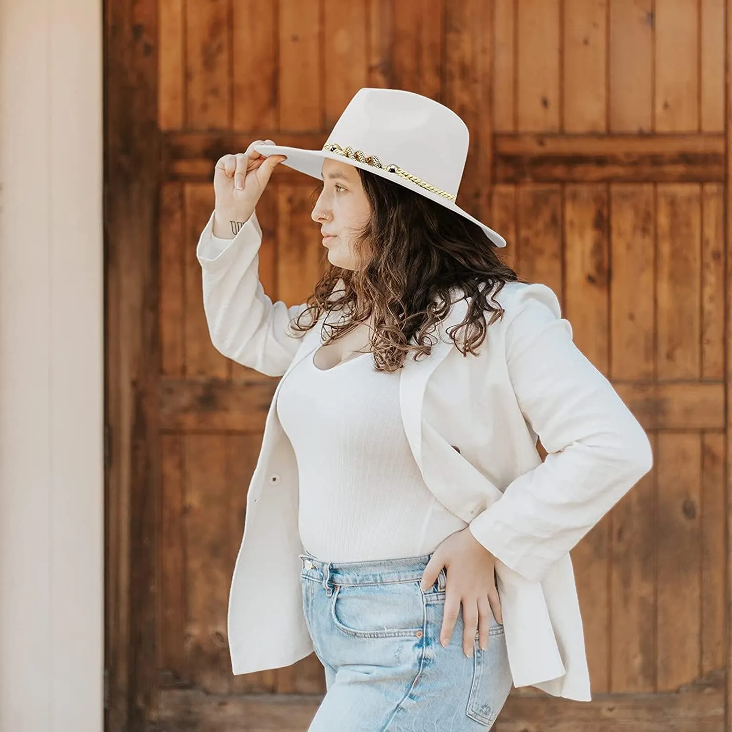 Unisex Fedora Hat Trily Cuban Sun Protectio Short Brim Women Belt Buckle Fedora Hat Men Fall Winter Panama Hat