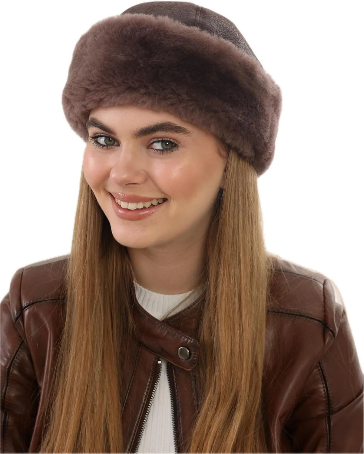 Unisex Shearling Sheepskin Winter Fur Beanie Hat