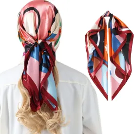 Women's 35" Satin Square Silk Like Hair Scarves and Wraps-Square Silk Head Scarf for wrapping hair