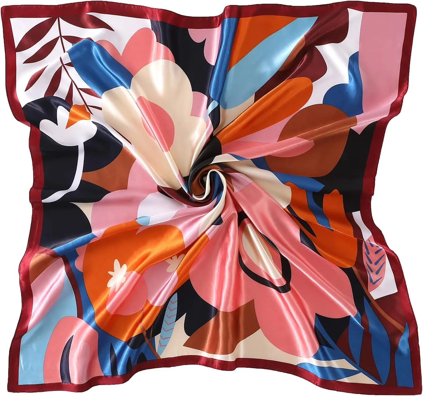 Women's 35" Satin Square Silk Like Hair Scarves and Wraps-Square Silk Head Scarf for wrapping hair